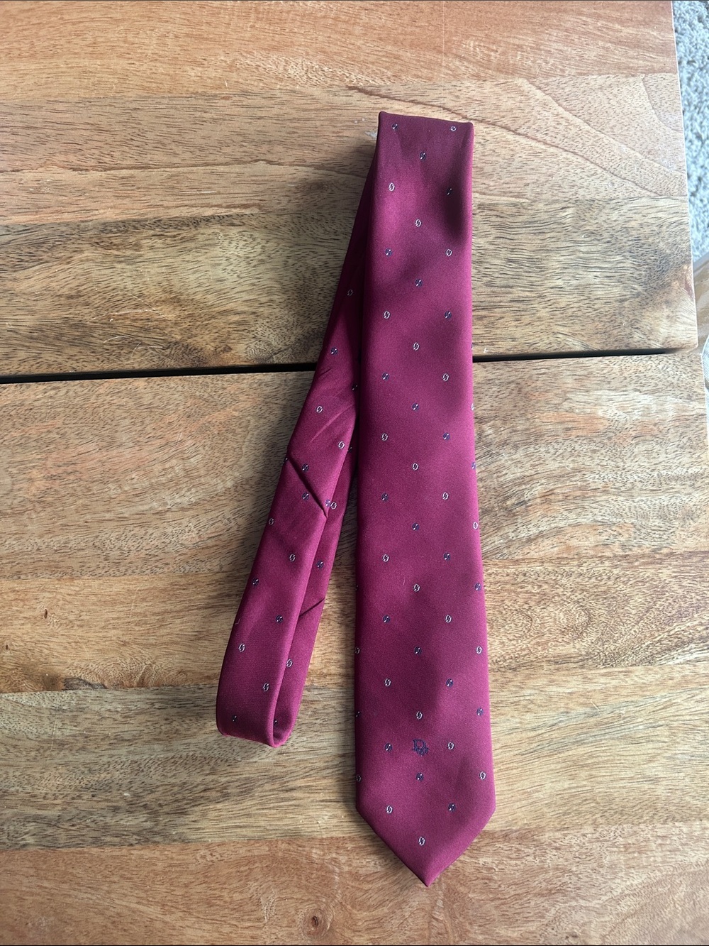 Christian Dior Burgundy Micro-Pattern Silk Tie